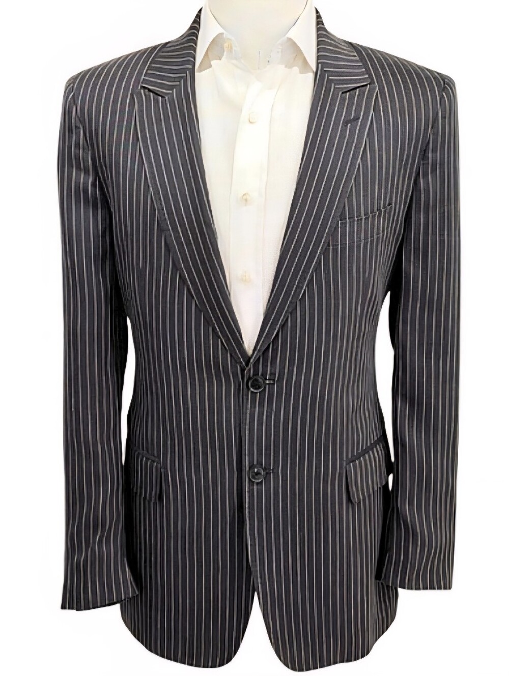 Dolce & Gabbana Gray Pinstripe Blazer 50 (40R) Italy Linen Blend Tailored Sport